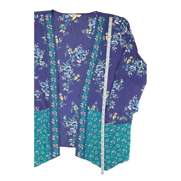 Pioneer Woman Floral Kimono Jacket XXL XXXL Sharkbite Duster Blue Boho 2X 3X New - Picture 9 of 10